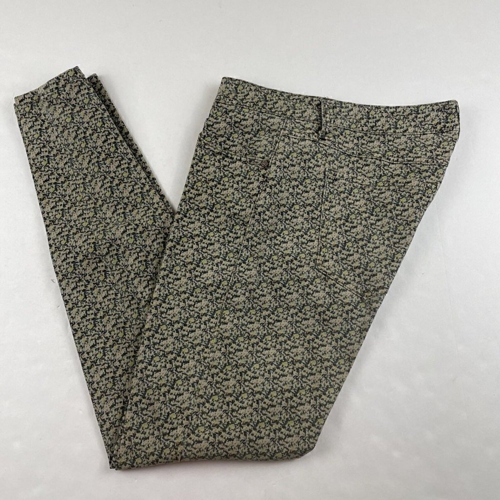 Cabi Skinny Jeans Women’s 8 Cotton Blend Stretch Abstract Print Blue Beige